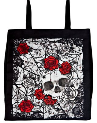 Skull and Roses Tote Bag - Spirithalloween.com