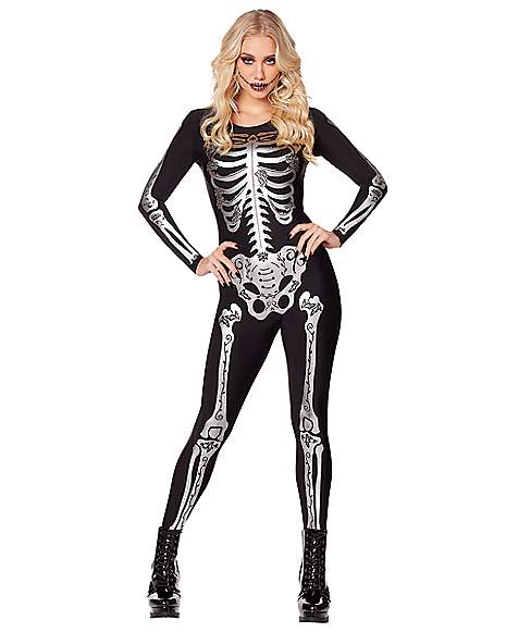 Skeleton Boy Black & White Human Body Skeleton Jumpsuit Halloween Costume