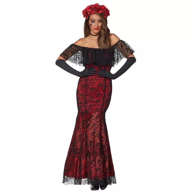 Adult La Catrina Day of the Dead Trumpet Dress Costume at Spencer's