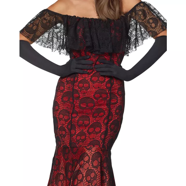 Adult La Catrina Day of the Dead Trumpet Dress Costume at Spencer's