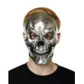 Silver Metallic Skull Half Mask at Spirit Halloween