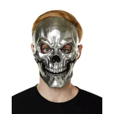 Silver Metallic Skull Half Mask at Spirit Halloween