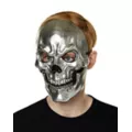 Silver Metallic Skull Half Mask at Spirit Halloween