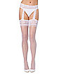 White Lace Top Sheer Garter Tights
