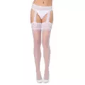 White Lace Top Sheer Garter Tights at Spirit Halloween