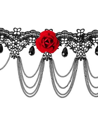 Black Gothic Rose Flower Choker Necklace Punk Style Halloween