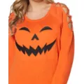 Cross Shoulder Pumpkin Sweatshirt at Spencer's