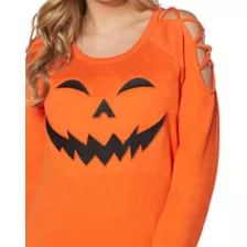 Cross Shoulder Pumpkin Sweatshirt at Spencer's