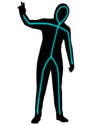 Adult Light-Up EL Wire Blue Stick Figure Costume