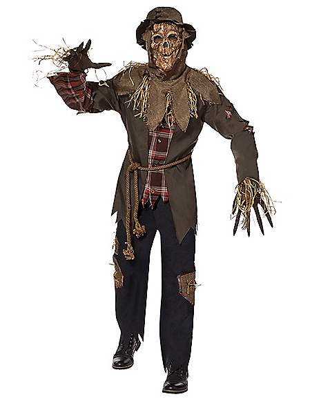 Mens Scary Scarecrow Costume & Mask Halloween Adult Horror Fancy Dress 42-44 NEW 