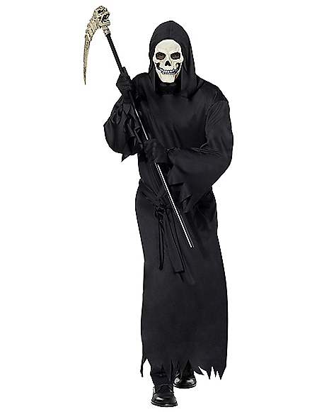 Horror Grim Reaper Mens Fancy Dress Halloween Creepy Adults Costume Outfit New