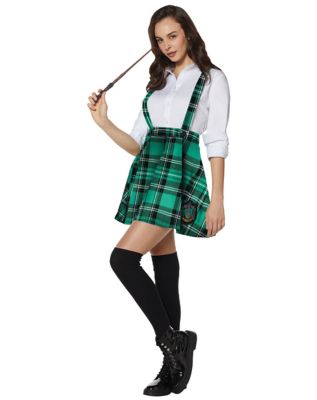 Harry Potter Slytherin Costume Dress Cosplay Plaid Skirt For Women Juniors  (2X)