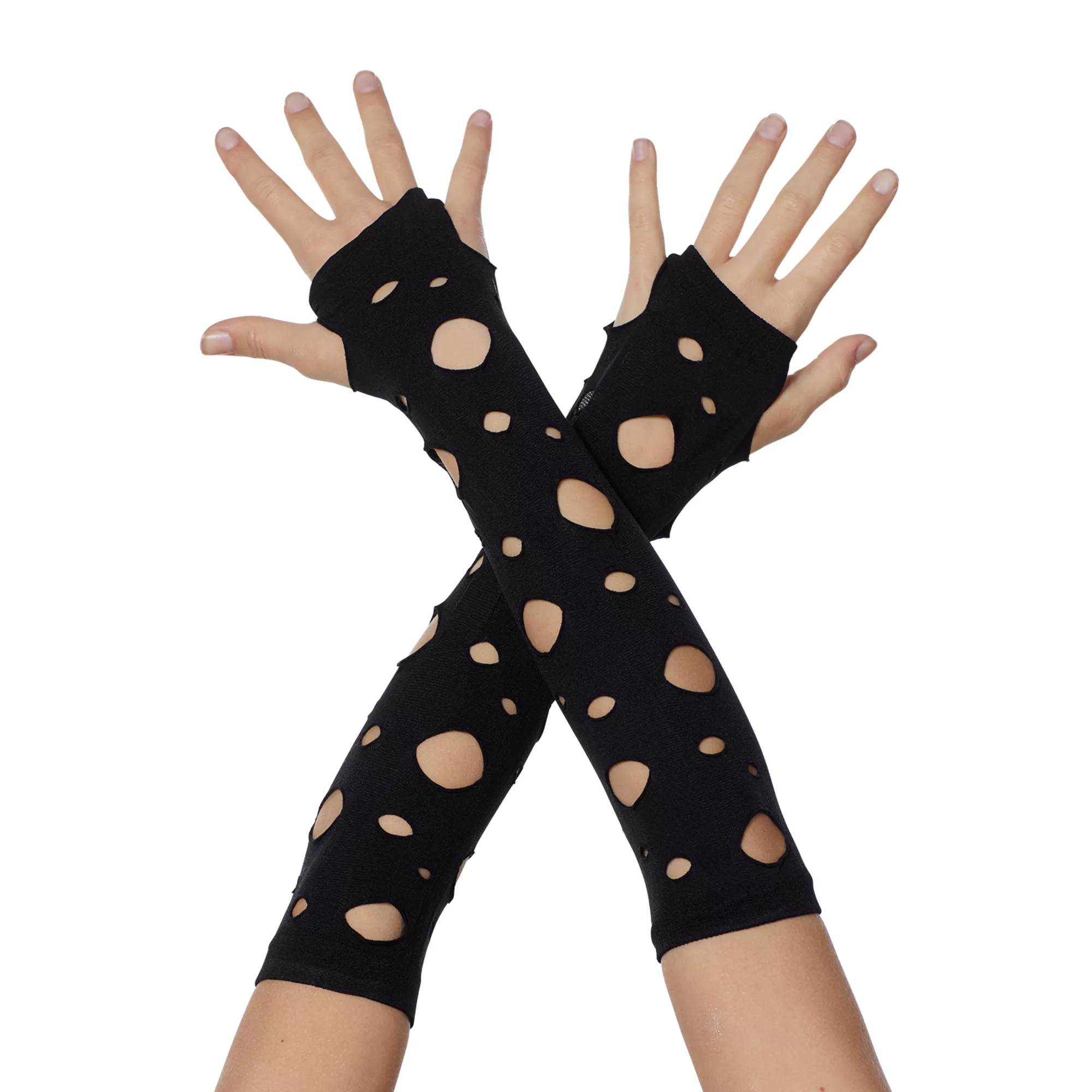 Tattered Black Arm Warmers at Spirit Halloween