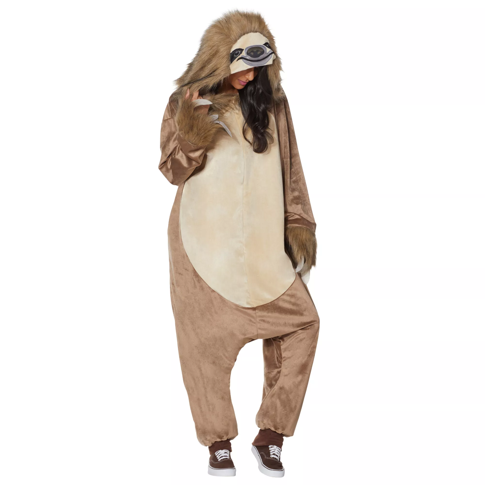 Adult Faux Fur Sloth Jumpsuit at Spencer's