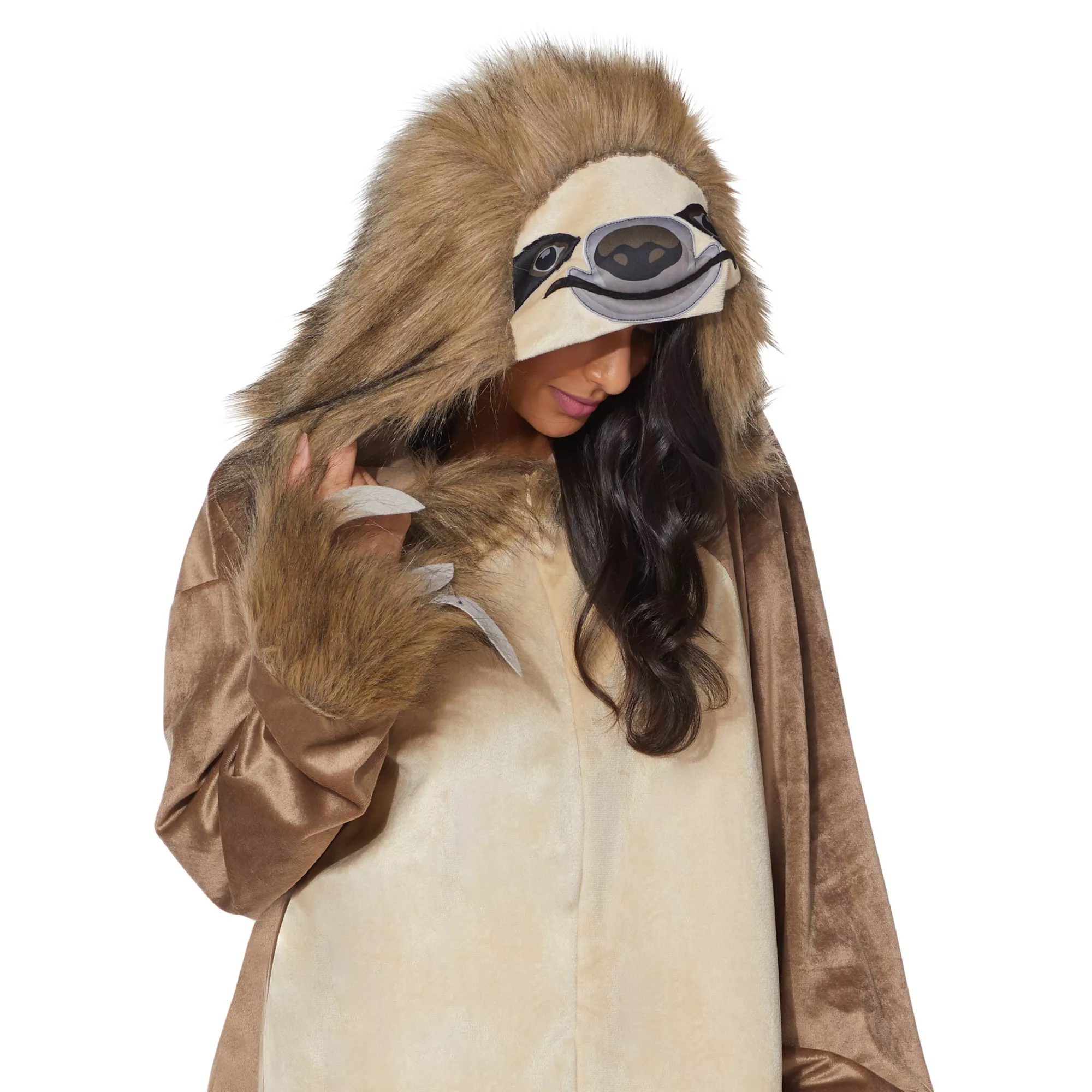 Adult Faux Fur Sloth Jumpsuit at Spencer's