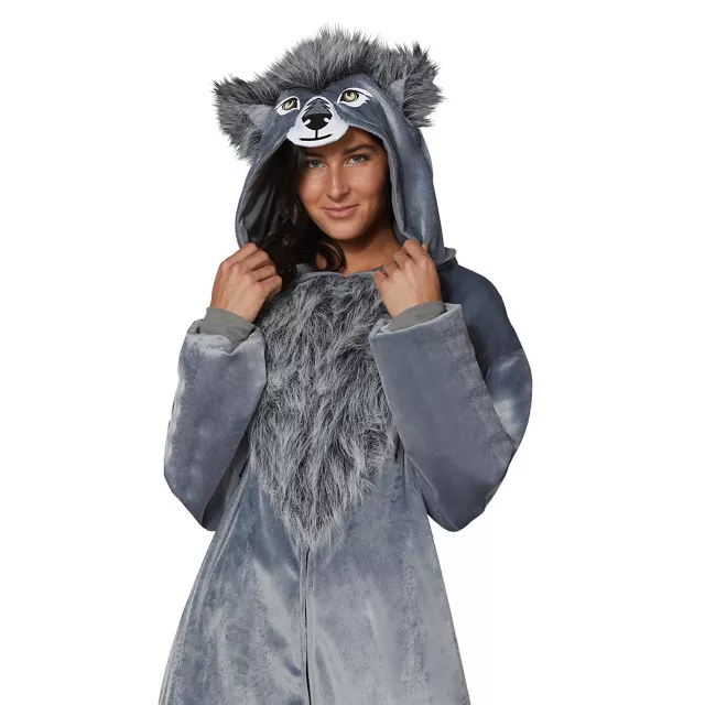 Adult Faux Fur Wolf Jumpsuit at Spencer's