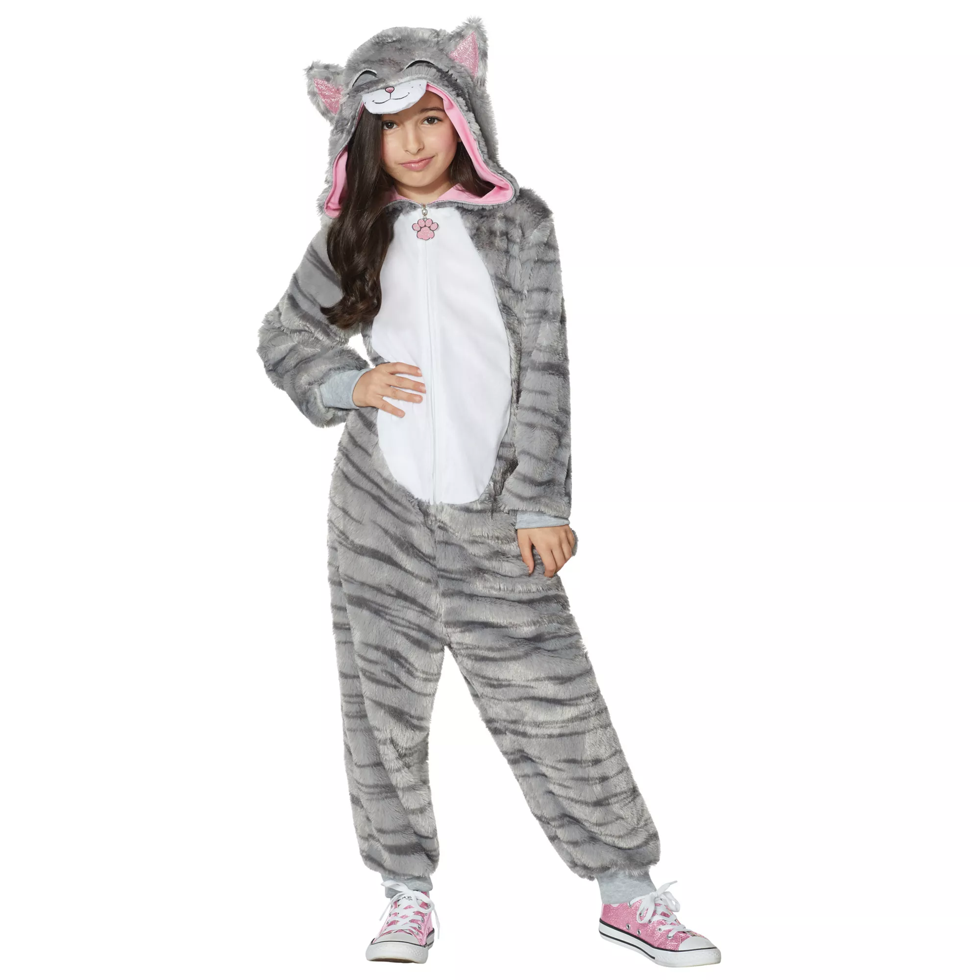 Kids Faux Fur Cat One-Piece Costume at Spencer's