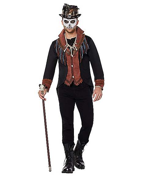 Adult Witch Doctor Fancy Dress Mens Halloween Costume Black Magic Voodoo Outfit 