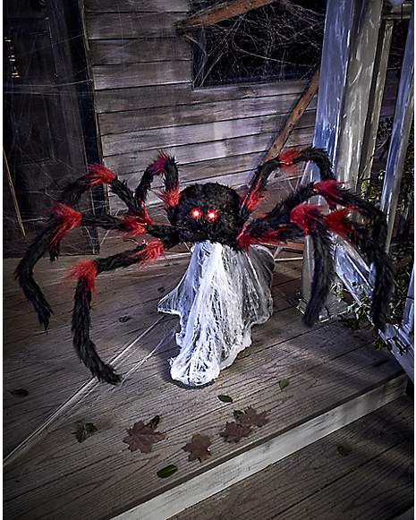 21 Inch LED Red and Black Jumping Spider Animatronic 