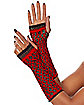 Red and Black Fishnet Arm Warmers