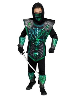 Ninja Assassin Green Boys Martial Arts Dragon Ninja Fancy Dress Costume  Kids Nin
