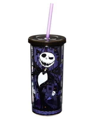 Jack Skellington Glass Cup with Bamboo Lids and Straw – Mrs Pretty