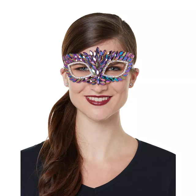 Rhinestone Oil Slick Eye Half Mask at Spirit Halloween