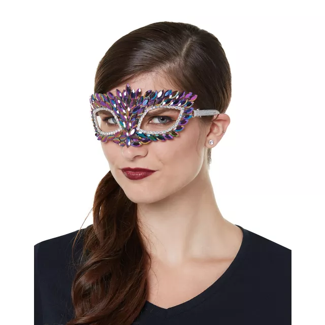 Rhinestone Oil Slick Eye Half Mask at Spirit Halloween