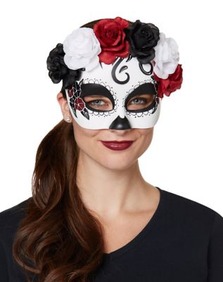 Day of the Dead Rose Half Mask - Spirithalloween.com