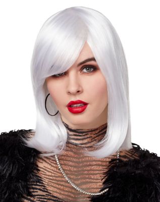 Side Bang White Pageboy Wig