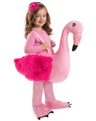 Toddler Faux Fur Flamingo Ride Along Costume Spirithalloween