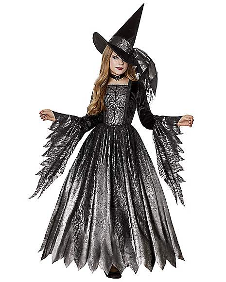 Ladies Midnight Witch Glow In The Dark Halloween Fancy Dress Costume Outfit Kit 