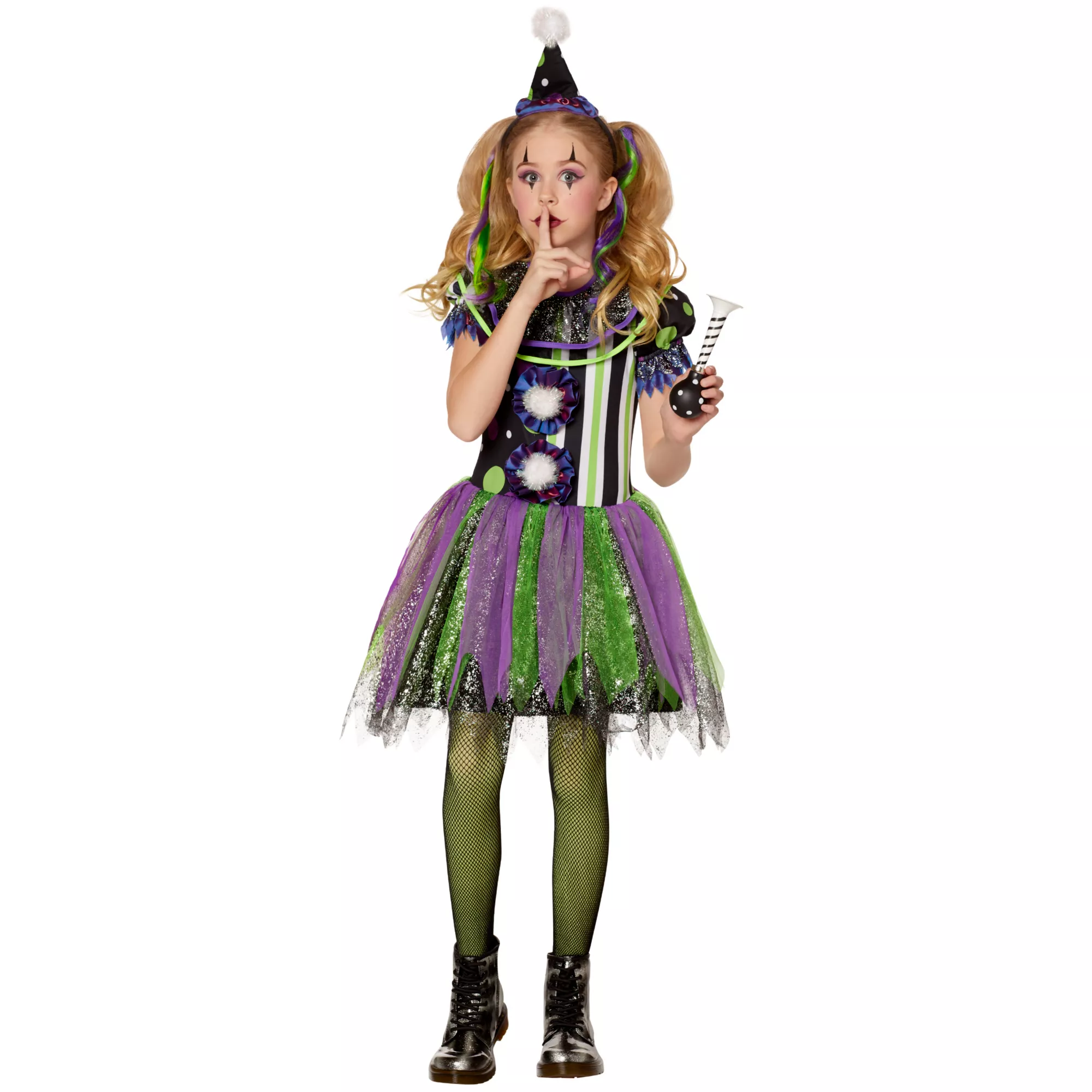 Kids Glow in the Dark Neon Clown Costume at Spirit Halloween