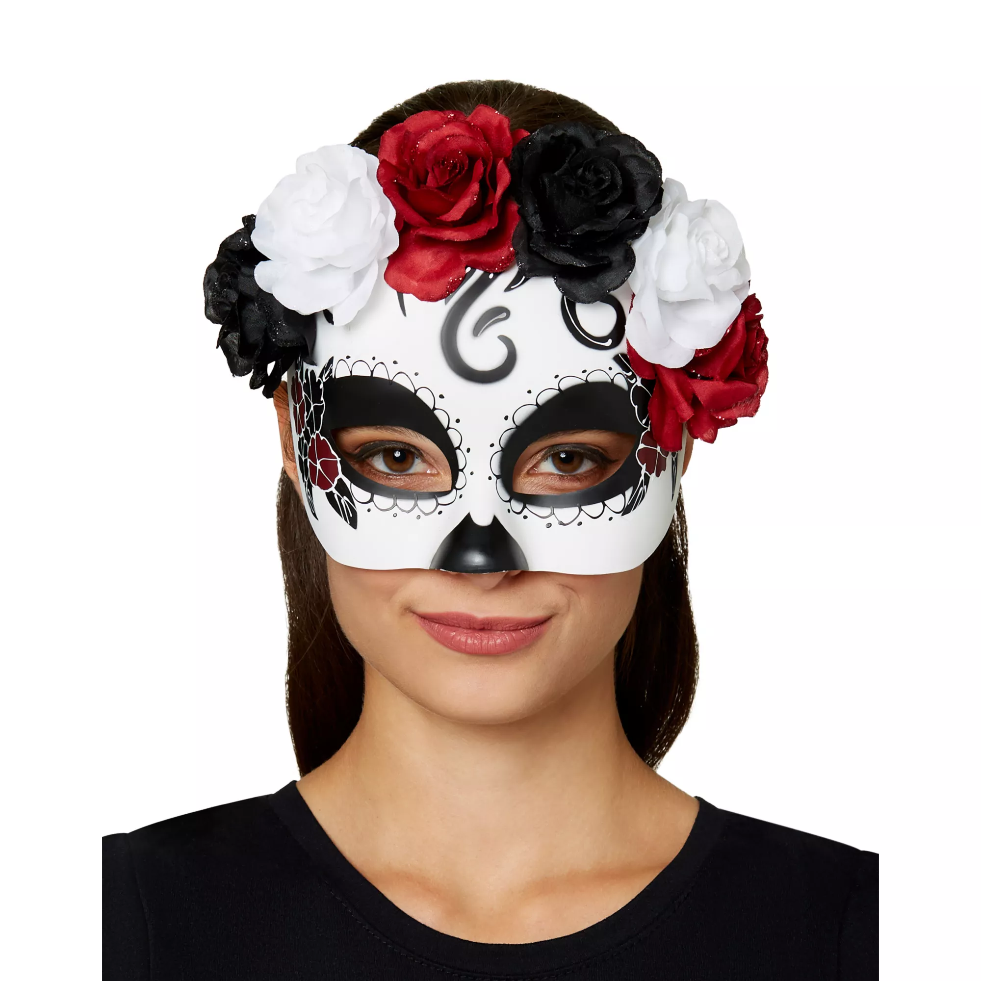 Day of the Dead Roses Half Mask at Spirit Halloween