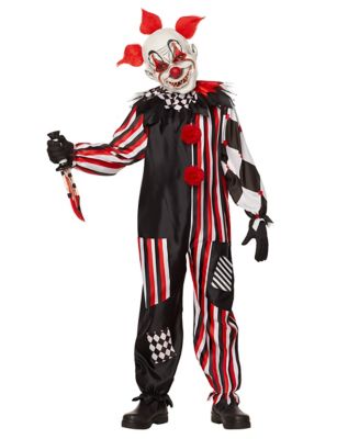 Creepy female clown from IT, costume dress, long sleeves, pom pom