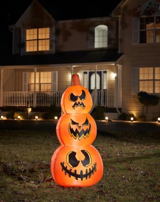 4 Ft Light-Up Pumpkin Stack Inflatable Decoration - Spirithalloween.com