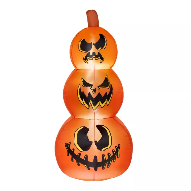 4 Ft Light-Up Pumpkin Stack Inflatable Decoration at Spirit Halloween
