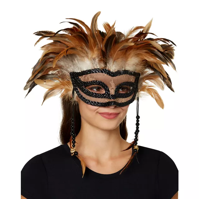Witch Doctor Feather Eye Mask at Spirit Halloween