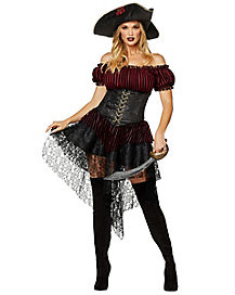 Women South Seas Buccaneer Pirate Lady Costume Halloween Dress Up Party Outfit 