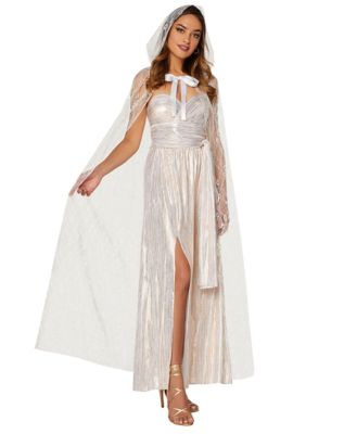 White lace shop cape dress