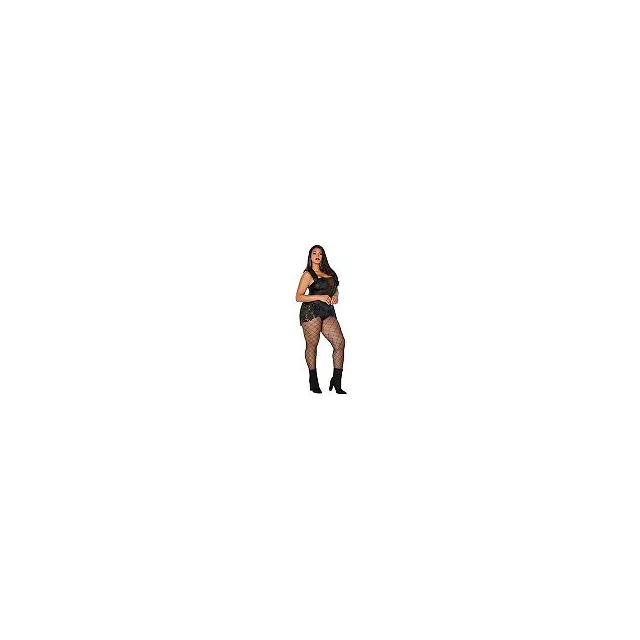 Adult Black Faux Leather and Lace Bodysuit at Spirit Halloween