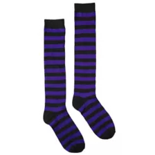 Black and Purple Striped Knee High Socks at Spencer's