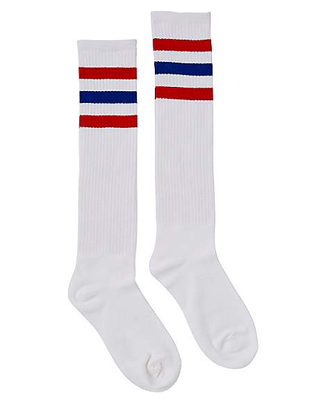 Americana Striped Athletic Knee High Socks - Spirithalloween.com