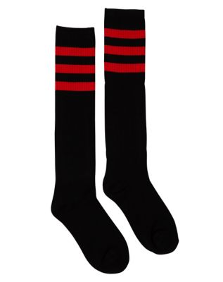 Red and Black old school Striped Knee High Socks