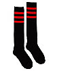 Black and Red Striped Knee High Sports Socks