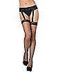 Black Lace Top Garter and Fishnet Stockings