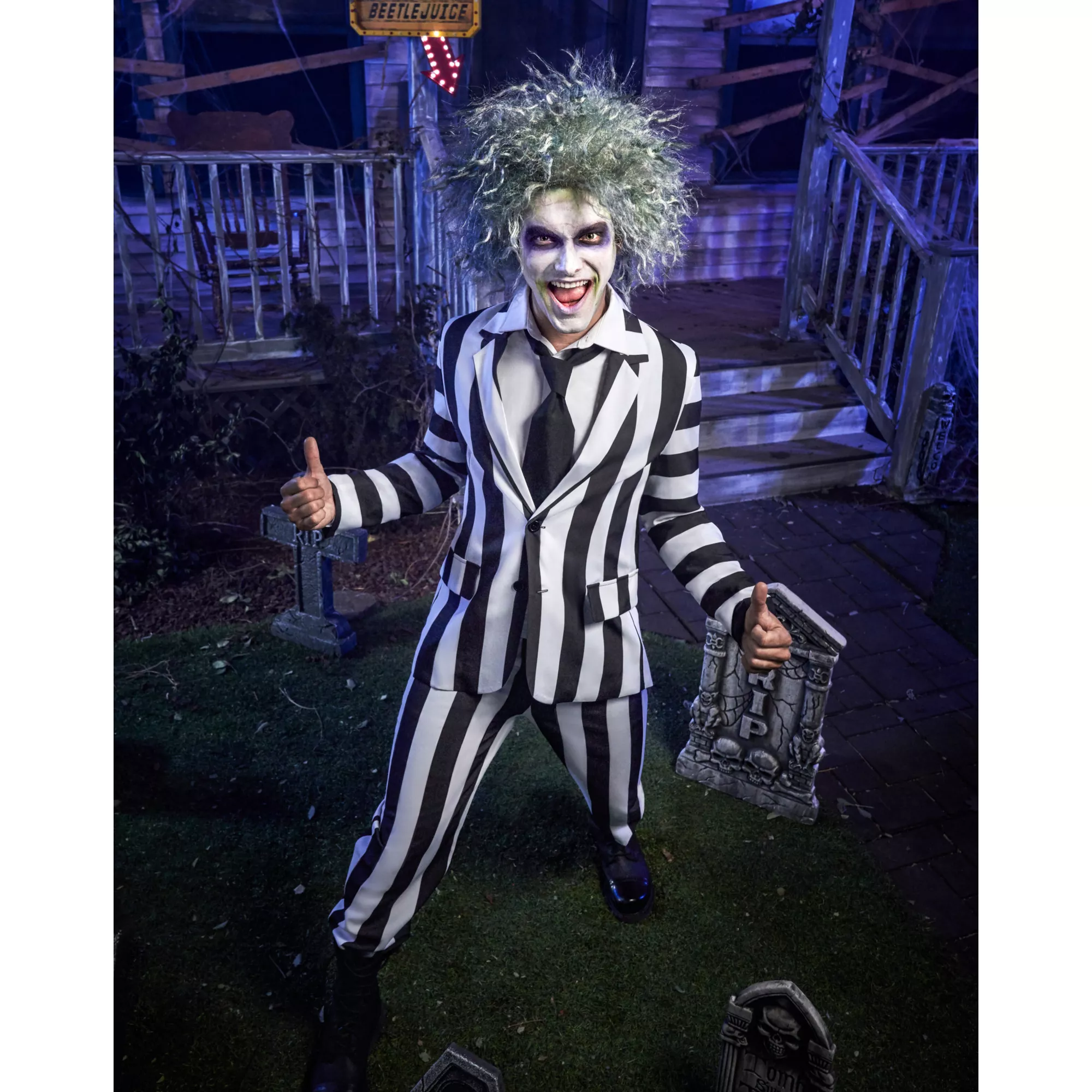 Adult Beetlejuice Striped Suit at Spencer's