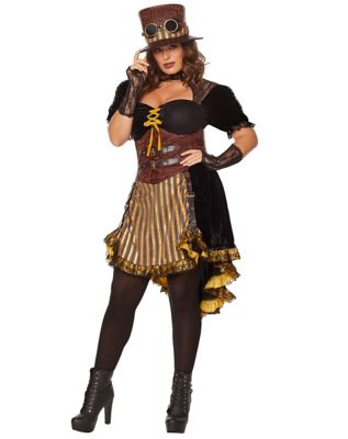 Adult Steampunk Lady Plus Size Costume 