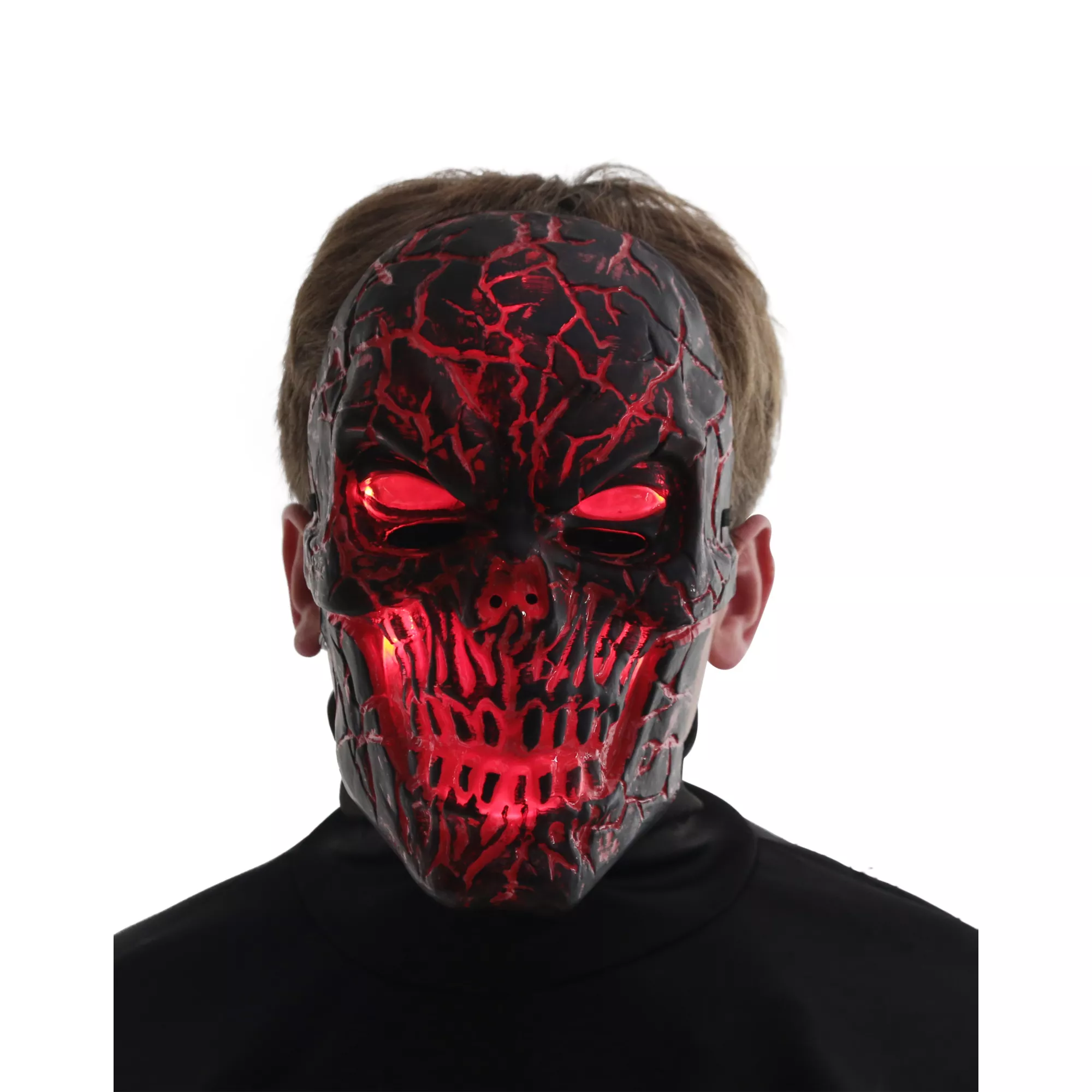 Light-Up LED Horror Scorched Skull Half Mask at Spirit Halloween