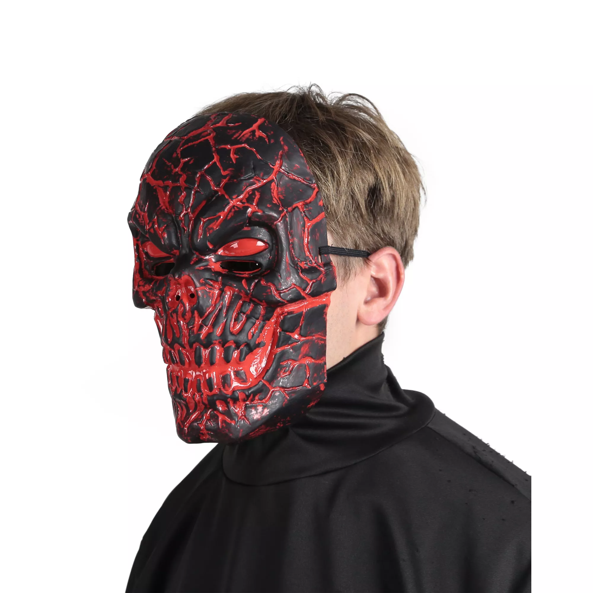 Light-Up LED Horror Scorched Skull Half Mask at Spirit Halloween